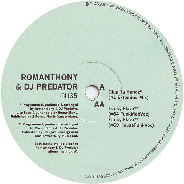 Romanthony & DJ Predator - Clap Ya Handz / Funky Flava